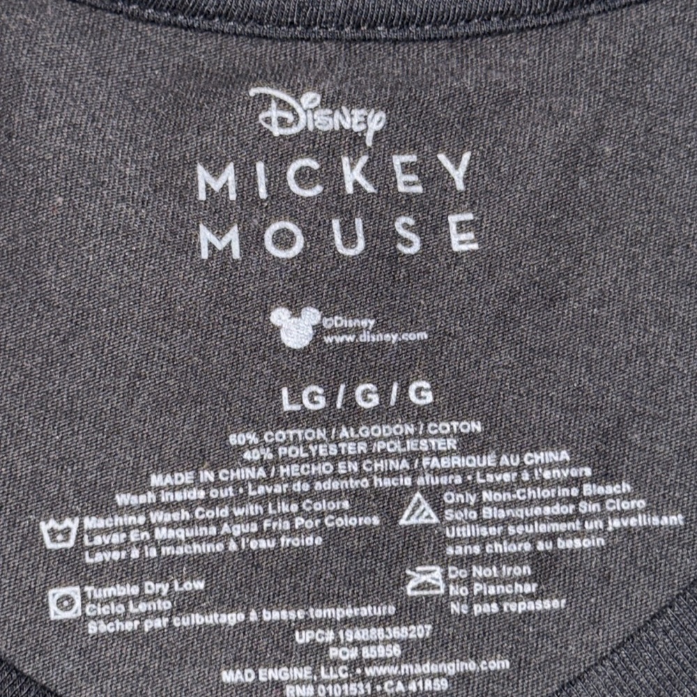 Disney Mickey Mouse black shortsleeve T-shirt mens neon DisneyLand DisneyWorld L - Picture 5 of 6